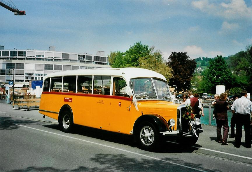 (106'916) - Trachsel, Hasle-R�egsau - BE 26'811 - Saurer/Krapf (ex Sol�r+Fontana, Ilanz) am 9. Mai 2008 bei der Schiffl�ndte Thun