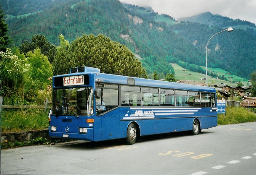 (107'811) - AFA Adelboden - Nr. 34/BE 3044 U - Mercedes (ex Nr. 17; ex Fr�hlich, Z�rich Nr. 603; ex VBZ Z�rich Nr. 682) am 9. Juni 2008 beim Bahnhof Frutigen
