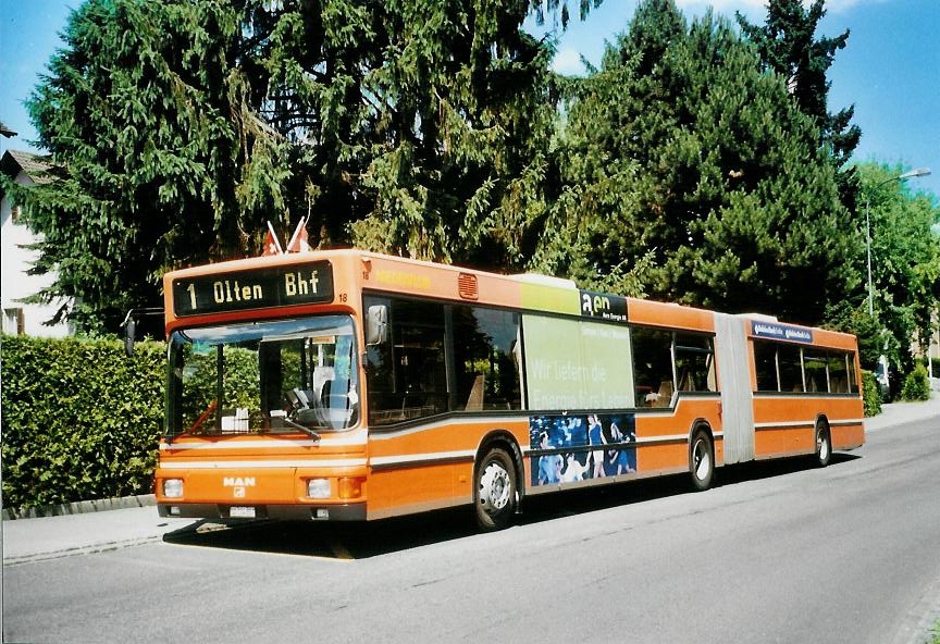 (108'213) - BOGG Wangen b.O. - Nr. 18/SO 134'857 - MAN (ex AGO Olten Nr. 18) am 21. Juni 2008 in Wangen, M�hlestrasse
