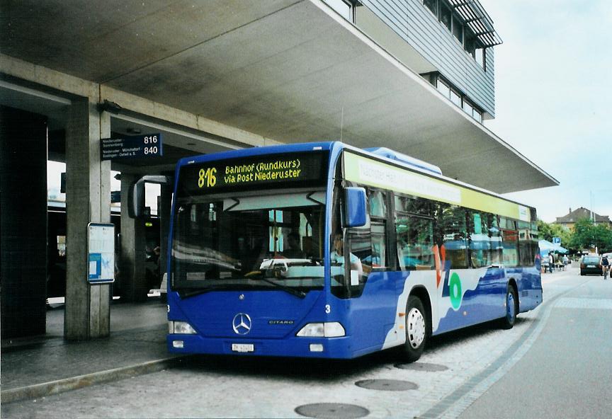 (108'703) - VZO Gr�ningen - Nr. 3/ZH 41'403 - Mercedes am 6. Juli 2008 beim Bahnhof Uster