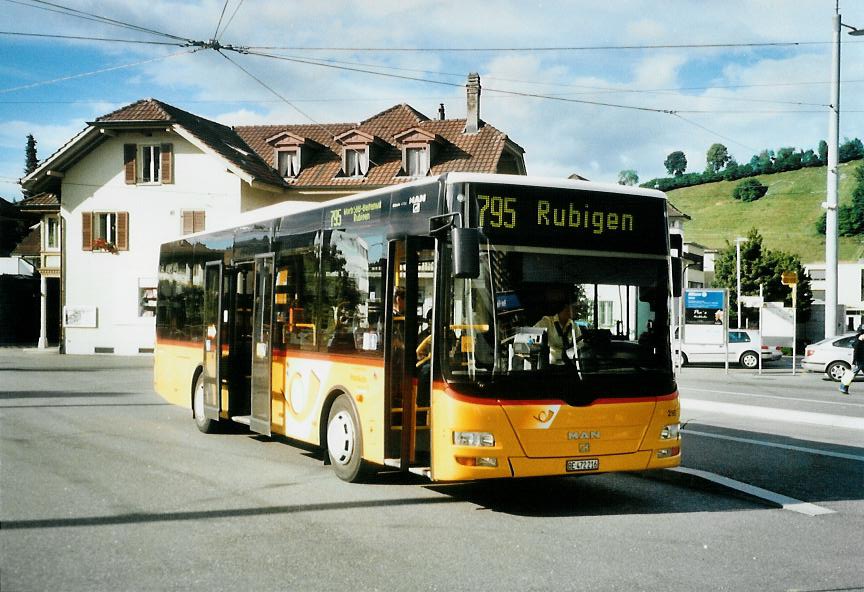 (109'001) - RBS Worblaufen - Nr. 216/BE 472'216 - MAN/G�ppel am 8. Juli 2008 beim Bahnhof Worb Dorf