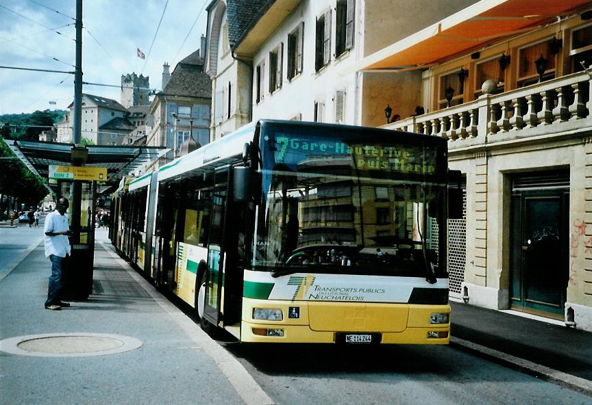 (109'923) - TN Neuch�tel - Nr. 244/NE 114'244 - MAN am 2. August 2008 in Neuch�tel, Place Pury