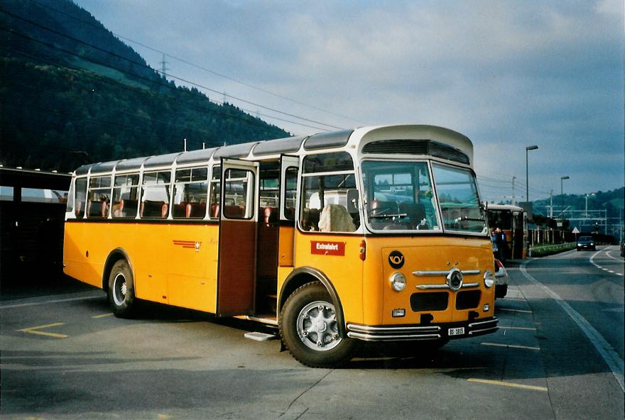 (111'226) - Stebler, Basel - BS 1815 - Saurer/FHS (ex Reber, Basel; ex Eggenberger, M�riken; ex Ott, Wetzikon; ex OPC Ennetb�rgen Nr. 3; ex AVG Grindelwald; ex P 24'143) am 27. September 2008 beim Bahnhof Reichenbach