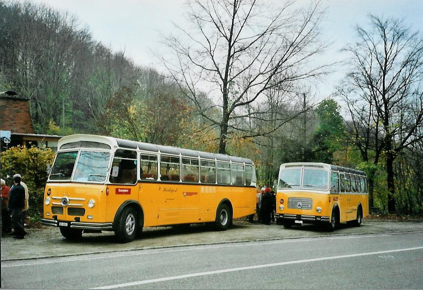(111'815) - Stebler, Basel - BS 1815 - Saurer/FHS (ex Reber, Basel; ex Eggenberger, M�riken; ex Ott, Wetzikon; ex OPC Ennetb�rgen Nr. 3; ex AVG Grindelwald; ex P 24'143) + Streiff, Gelterkinden - AG 306'557 - Saurer/Gangloff (ex Oldie-Tours Z�risee, Wollerau; ex OTAG, Wald; ex Leibundgut, Obergoldbach; ex Krebs, Belpberg) am 2. November 2008 in Staffelegg, Passh�he