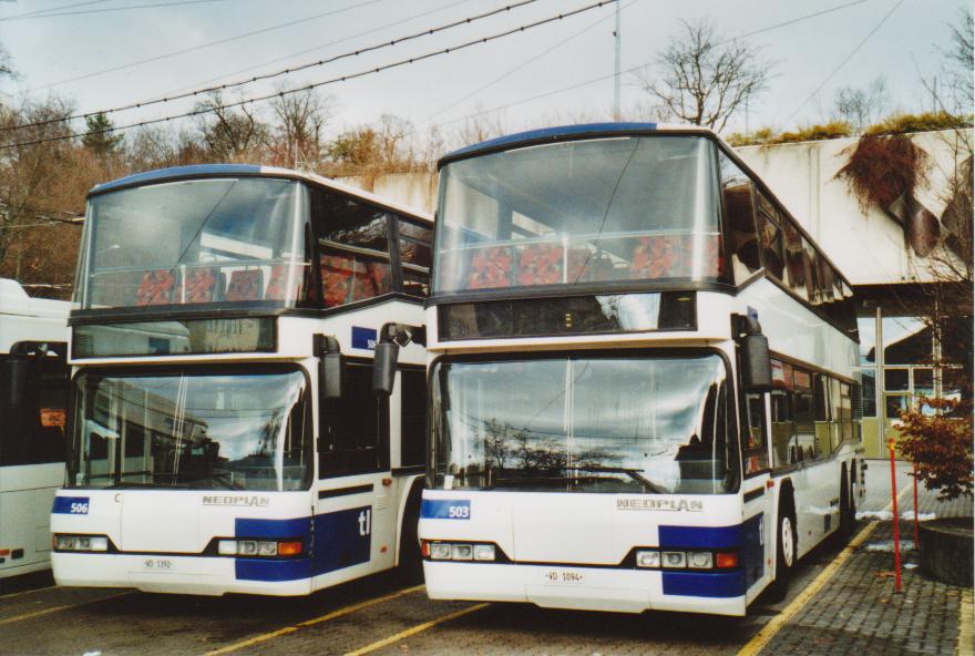 (113'114) - TL Lausanne - Nr. 506/VD 1392 + Nr. 503/VD 1094 - Neoplan am 22. Dezember 2008 in Lausanne, D�p�t Borde