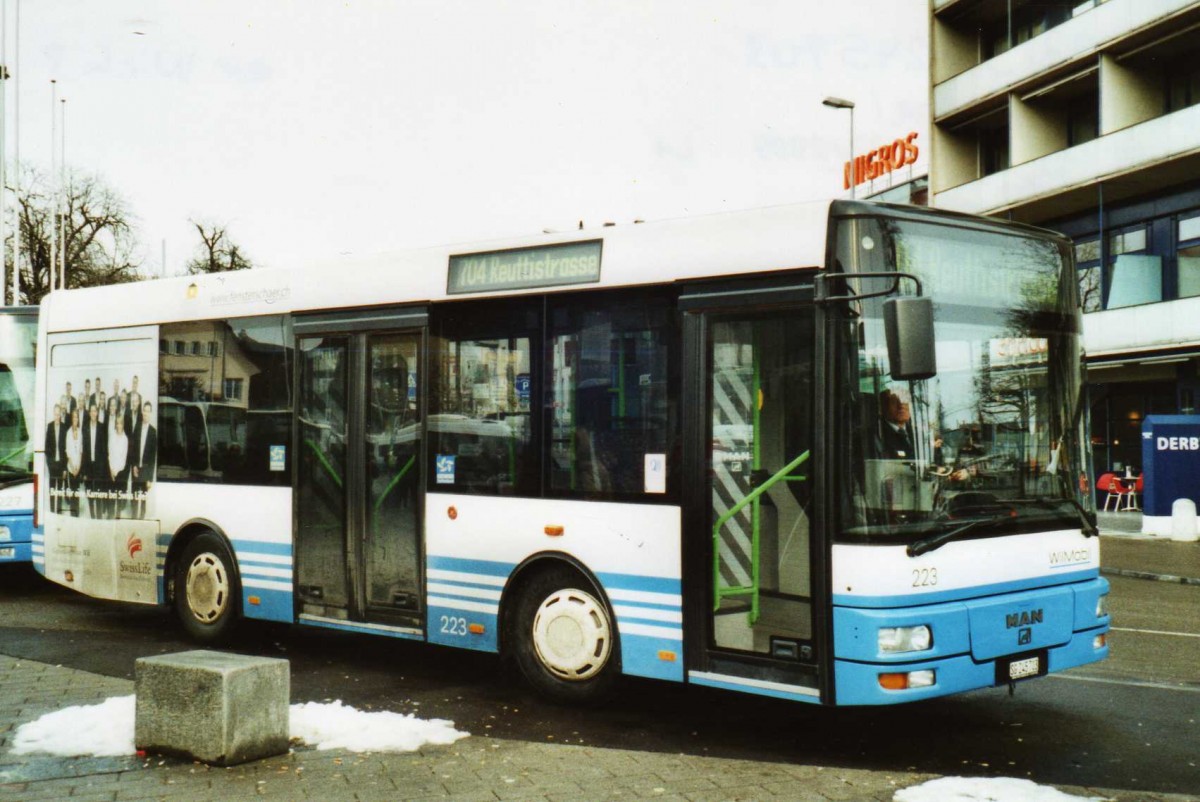 (114'024) - WilMobil, Wil - Nr. 223/SG 245'703 - MAN/G�ppel (ex Wick, Wil Nr. 3) am 21. Januar 2009 beim Bahnhof Wil