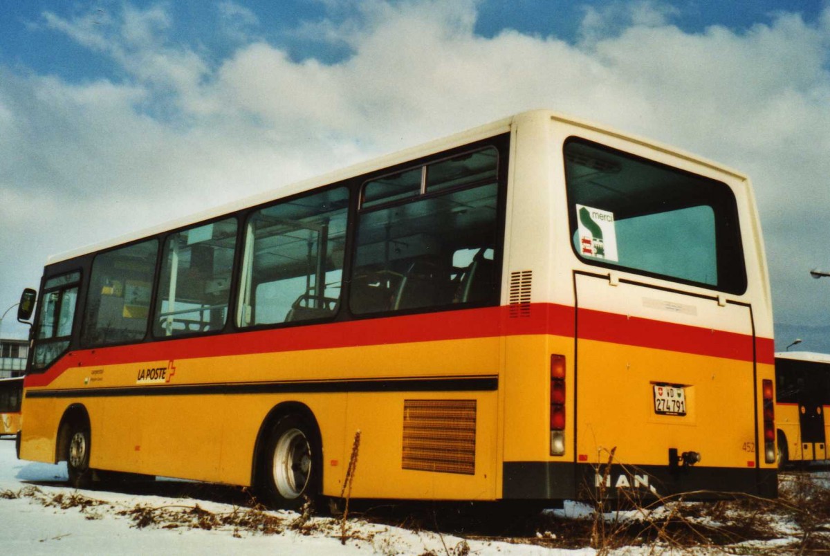 (114'216) - CarPostal Ouest - VD 274'791 - MAN/Hess (ex PostAuto Bern Nr. 452; ex Trachsel, Hasle-R�egsau; ex Loosli, Wyssachen) am 14. Februar 2009 in Yverdon, Garage