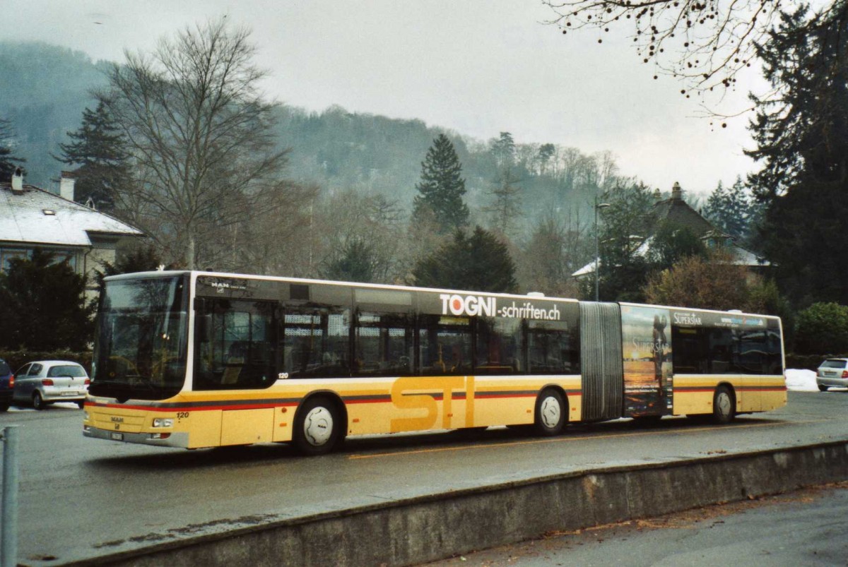 (114'619) - STI Thun - Nr. 120/BE 700'120 - MAN am 21. Februar 2009 bei der Schiffl�ndte Thun