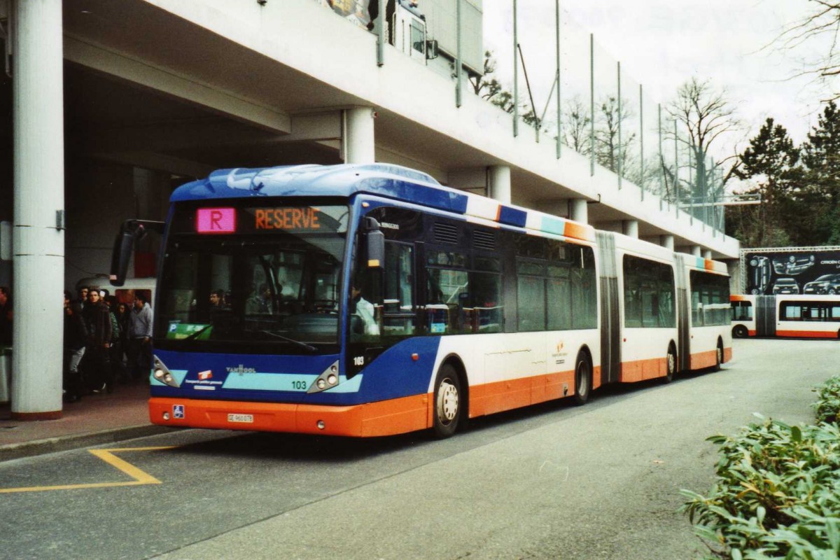 (114'823) - TPG Gen�ve - Nr. 103/GE 960'078 - Van Hool am 8. M�rz 2009 in Gen�ve, Palexpo