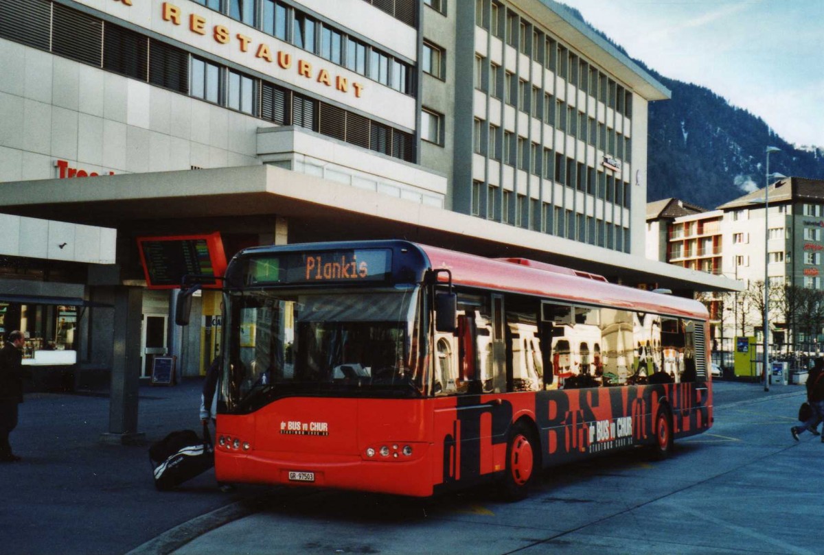 (115'029) - SBC Chur - Nr. 3/GR 97'503 - Solaris am 14. M�rz 2009 beim Bahnhof Chur
