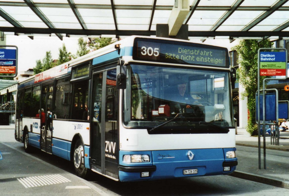 (117'425) - Limmat Bus, Dietikon - Nr. 5/ZH 726'105 - Renault (ex H�rzeler, Dietikon Nr. 22) am 8. Juni 2009 beim Bahnhof Dietikon