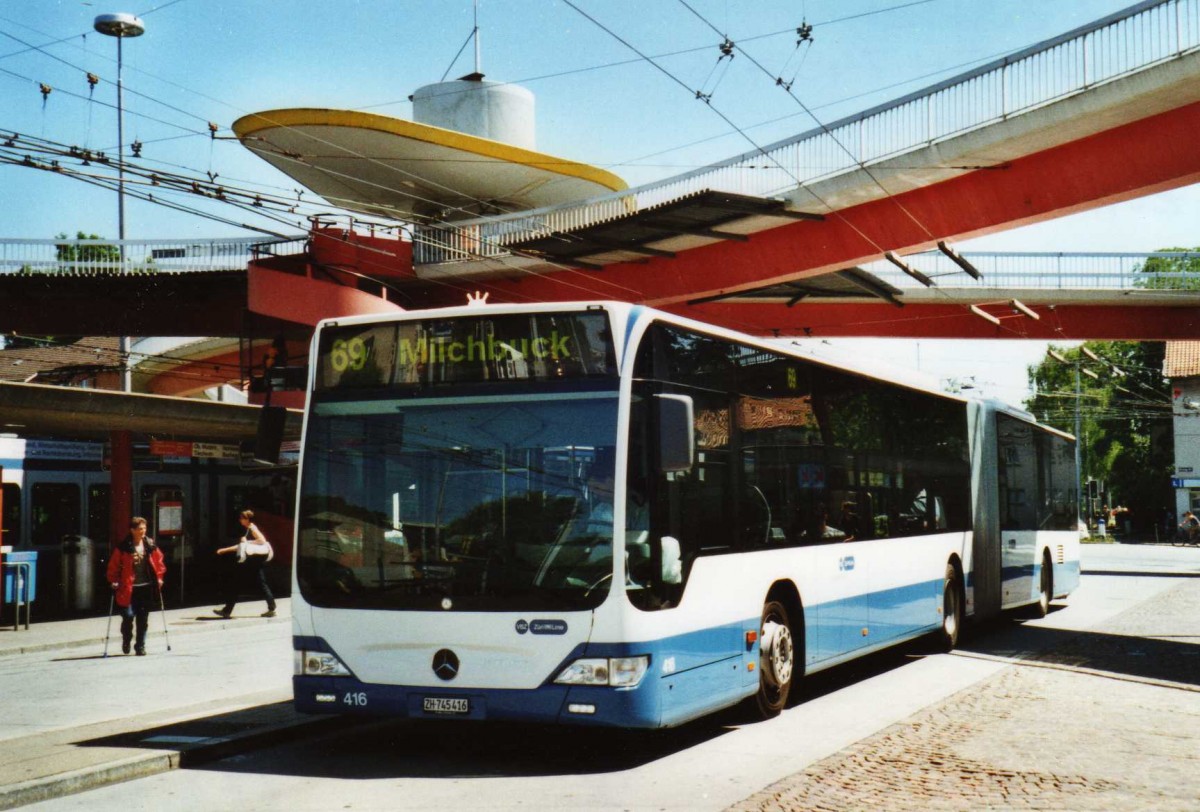 (117'732) - VBZ Z�rich - Nr. 416/ZH 745'416 - Mercedes am 17. Juni 2009 in Z�rich, Bucheggplatz