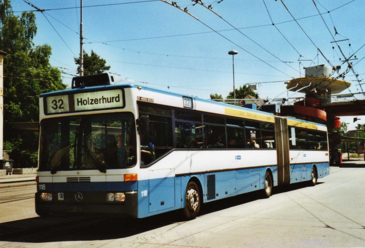 (117'737) - VBZ Z�rich - Nr. 118 - Mercedes Gelenktrolleybus am 17. Juni 2009 in Z�rich, Bucheggplatz