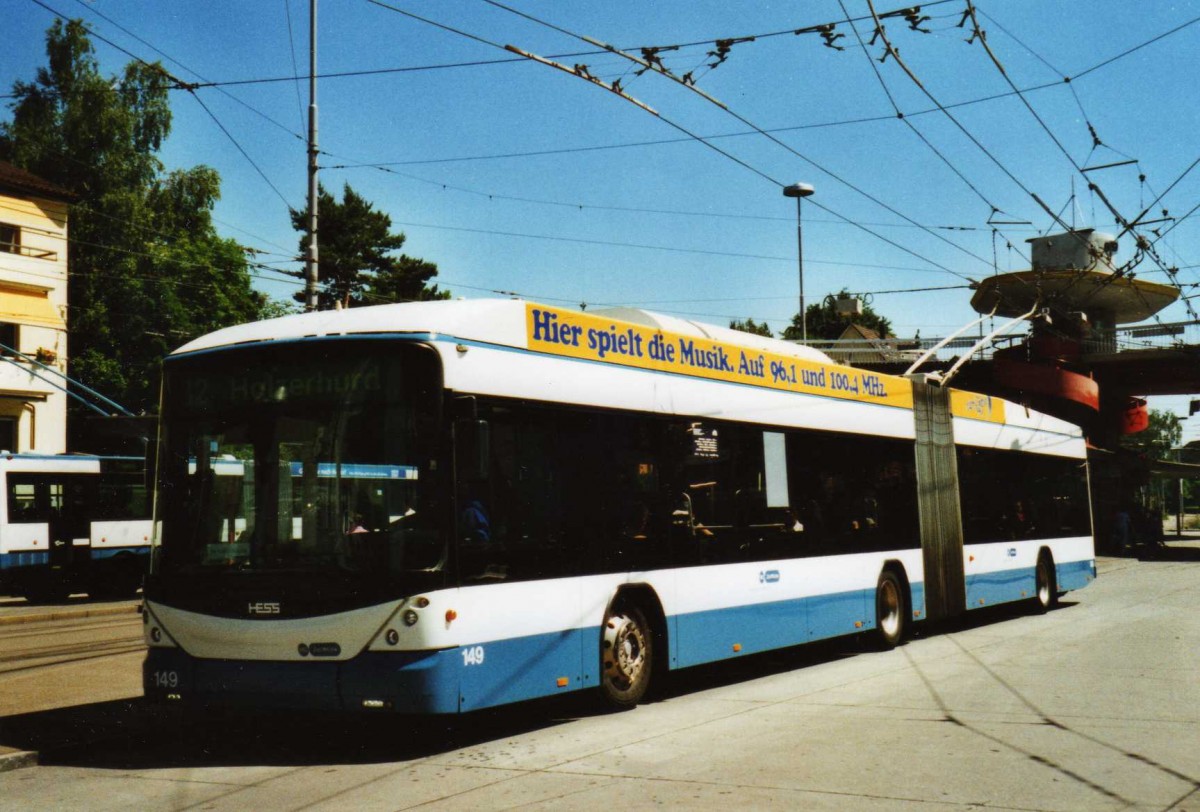 (117'813) - VBZ Z�rich - Nr. 149 - Hess/Hess Gelenktrolleybus am 17. Juni 2009 in Z�rich, Bucheggplatz