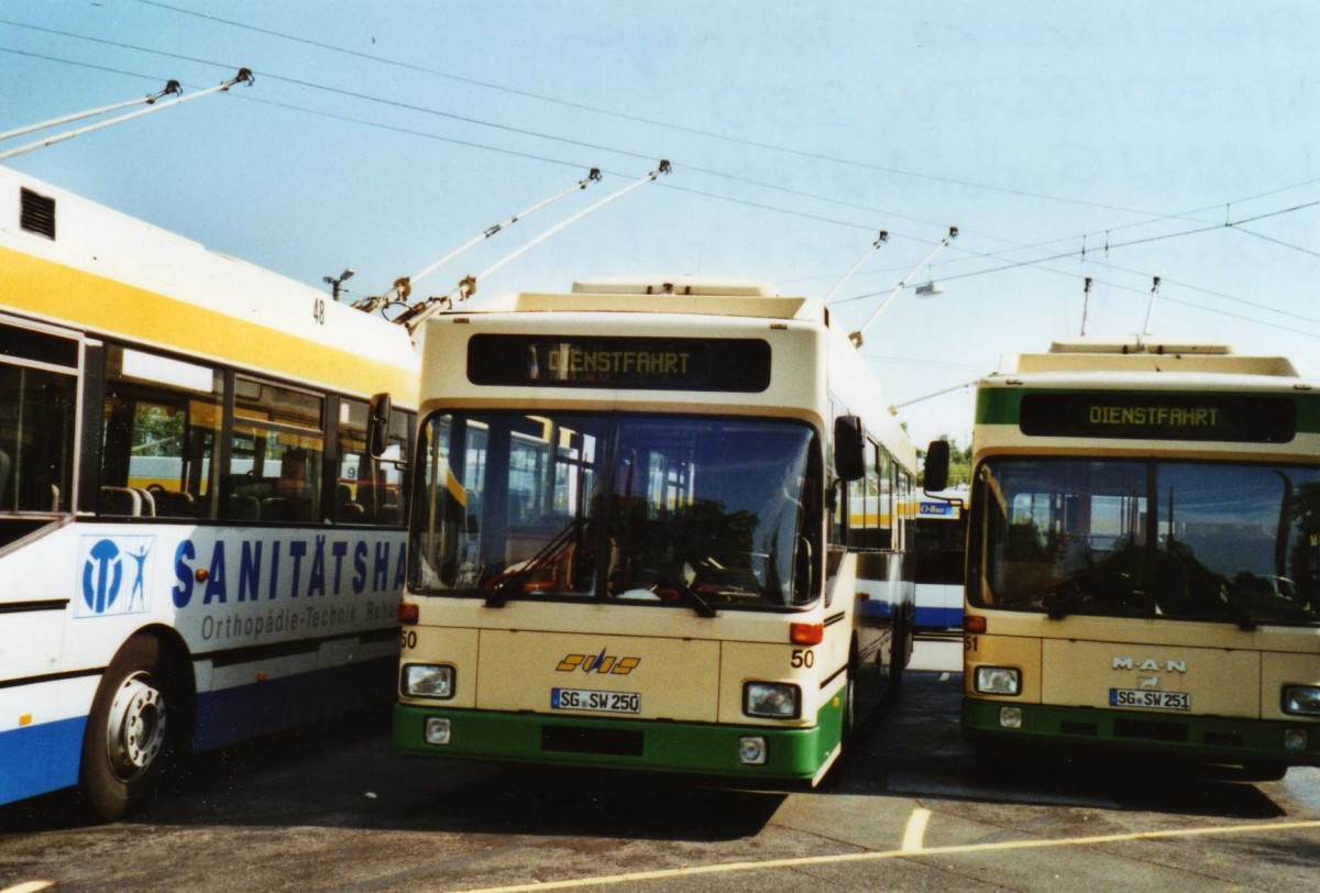 (118'129) - SWS Solingen - Nr. 50/SG-SW 250 - MAN/Gr�f&Stift Trolleybus am 5. Juli 2009 in Solingen, Betriebshof