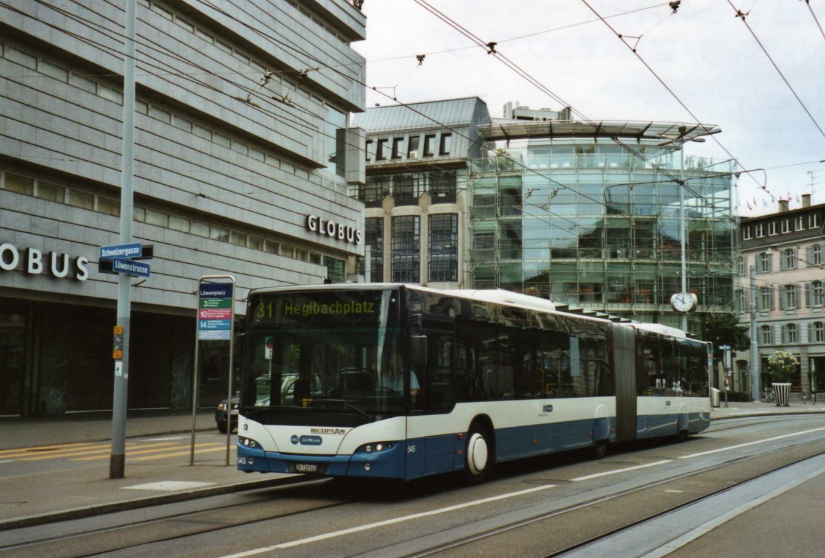 (119'114) - VBZ Z�rich - Nr. 545/ZH 730'545 - Neoplan am 12. Juli 2009 in Z�rich, L�wenplatz