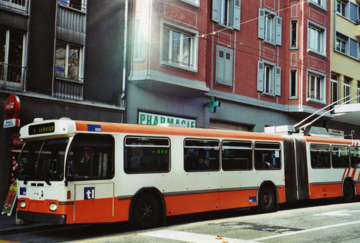 (122'315) - TL Lausanne - Nr. 890 - Saurer/Hess Gelenktrolleybus (ex TPG Gen�ve Nr. 656) am 19. November 2009 in Lausanne, Tunnel