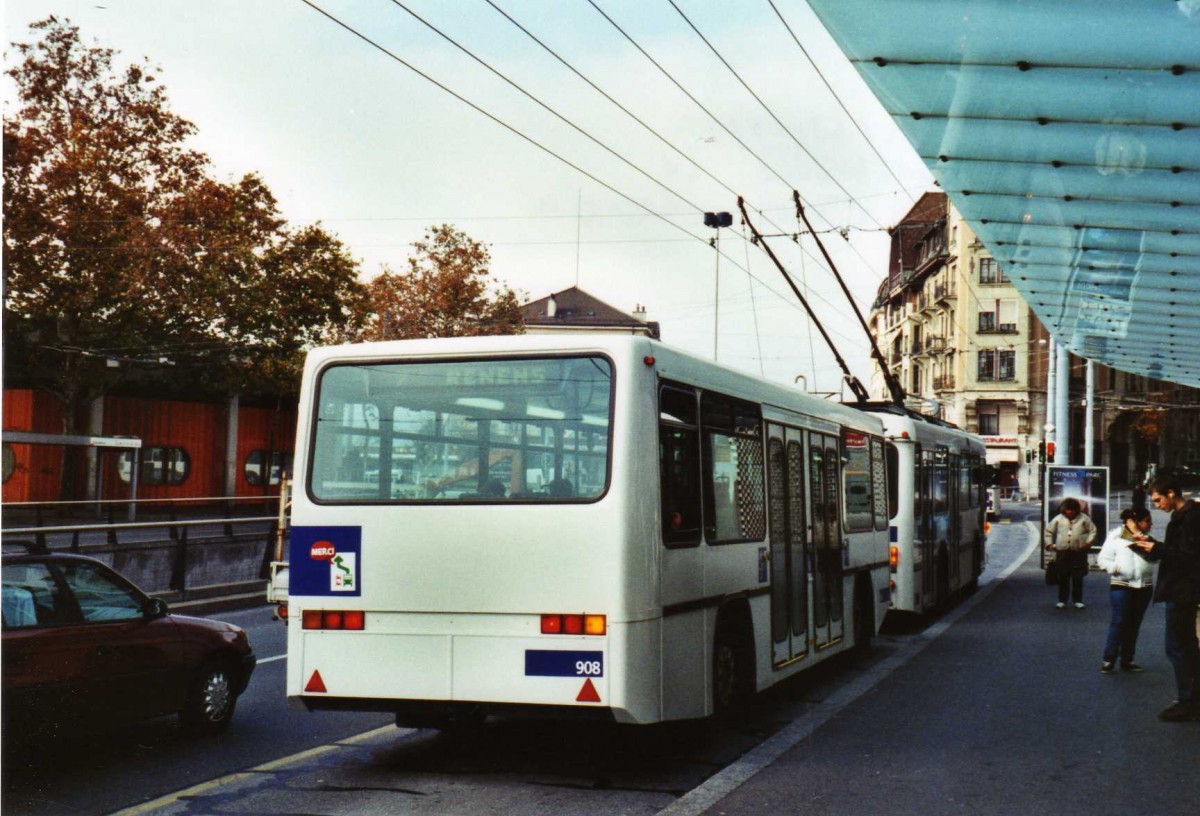 (122'320) - TL Lausanne - Nr. 908 - Lanz+Marti/Hess Personenanh�nger am 19. November 2009 in Lausanne, Chauderon