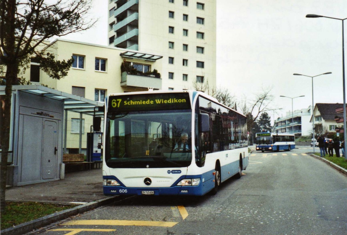 (122'933) - VBZ Z�rich - Nr. 606/ZH 745'606 - Mercedes am 13. Dezember 2009 in Z�rich, Dunkelh�lzli