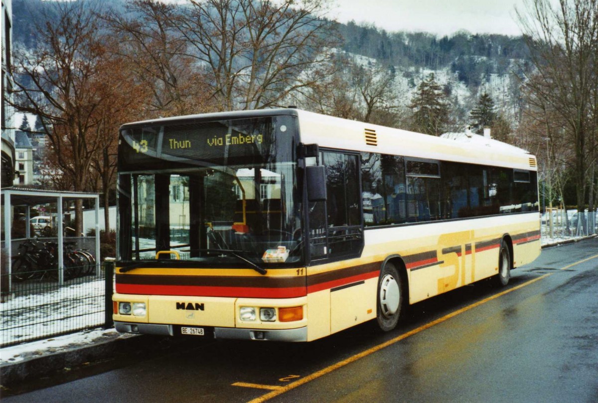 (123'131) - STI Thun - Nr. 11/BE 26'748 - MAN (ex TSG Blumenstein Nr. 2) am 21. Dezember 2009 bei der Schiffl�ndte Thun
