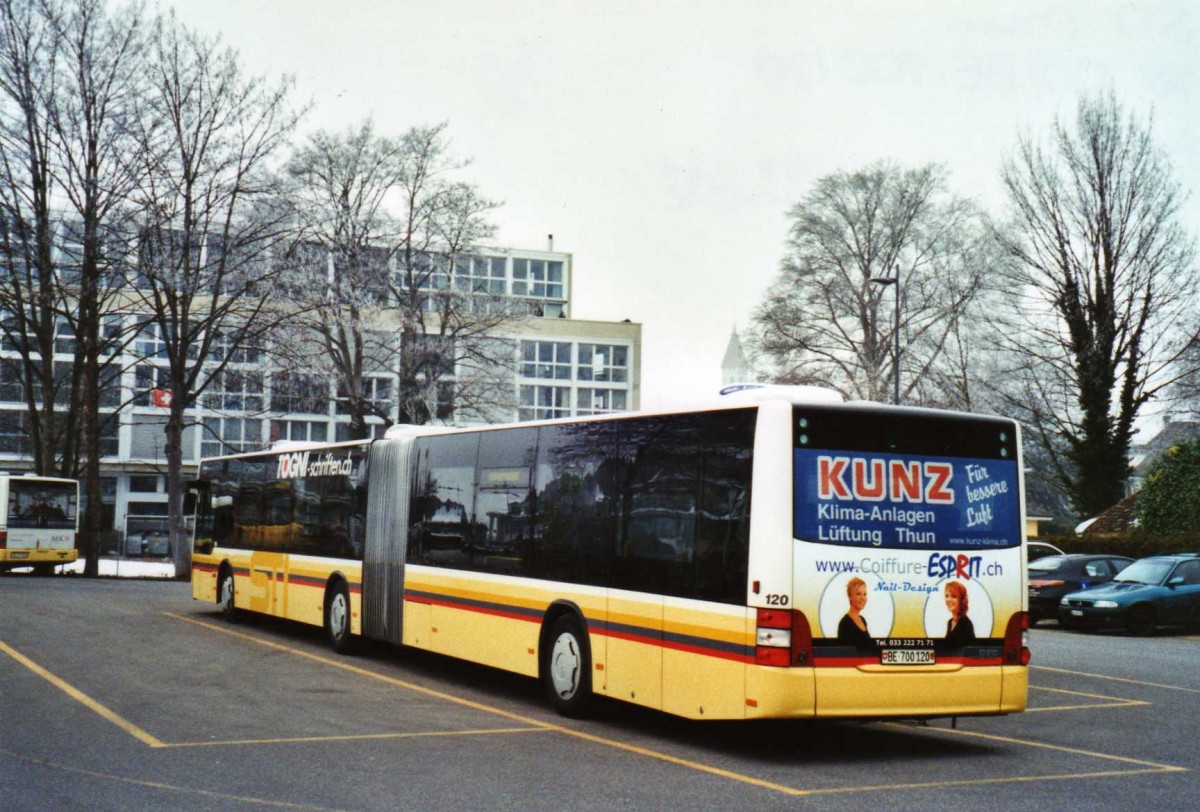 (124'204) - STI Thun - Nr. 120/BE 700'120 - MAN am 20. Januar 2010 bei der Schiffl�ndte Thun