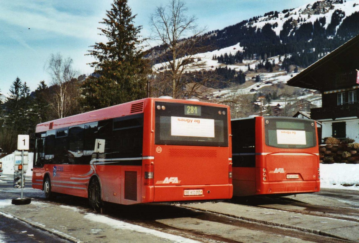 (124'231) - AFA Adelboden - Nr. 55/BE 611'055 - MAN/G�ppel am 24. Januar 2010 beim Bahnhof Lenk