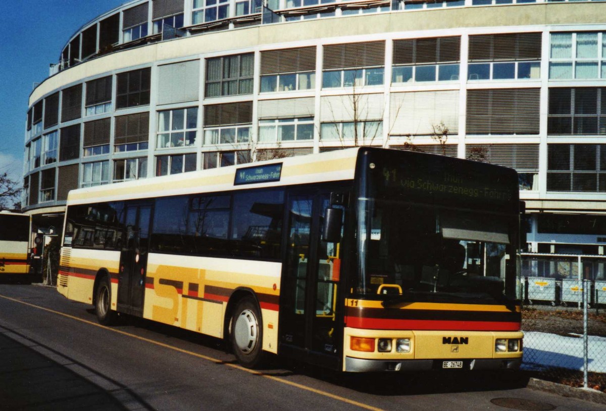 (124'316) - STI Thun - Nr. 11/BE 26'748 - MAN (ex TSG Blumenstein Nr. 2) am 8. Februar 2010 bei der Schiffl�ndte Thun