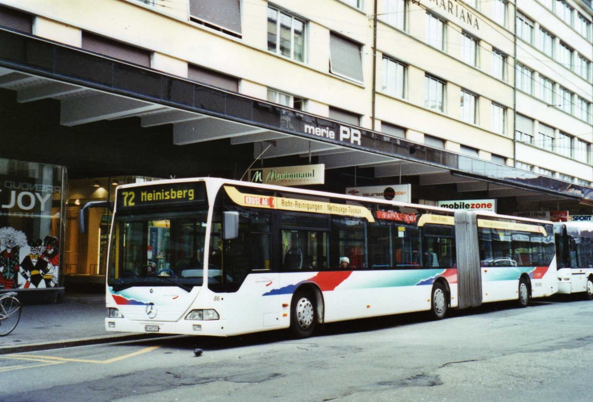 (124'401) - ASm Langenthal - Nr. 86/BE 667'293 - Mercedes (ex BGU Grenchen Nr. 33; ex ABM Meinisberg Nr. 3) am 15. Februar 2010 beim Bahnhof Biel