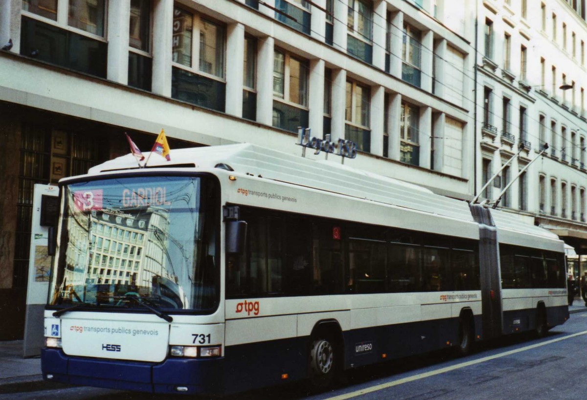 (124'922) - TPG Gen�ve - Nr. 731 - Hess/Hess Gelenktrolleybus am 13. M�rz 2010 in Gen�ve, Bel-Air
