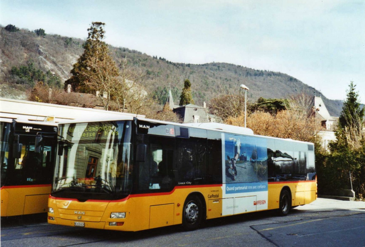 (125'208) - Funi-Car, Biel - Nr. 19/BE 610'619 - MAN am 22. M�rz 2010 in La Neuveville, Post