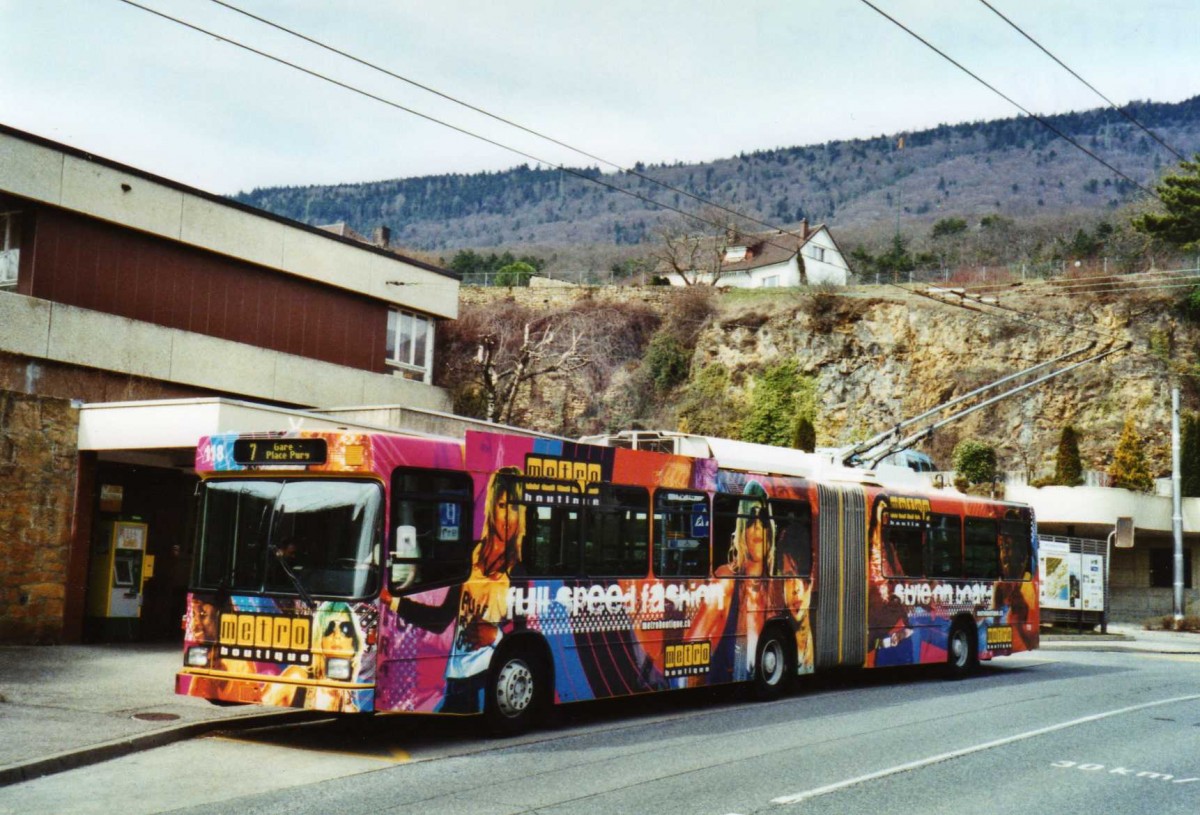 (125'234) - TN Neuch�tel - Nr. 118 - NAW/Hess Gelenktrolleybus am 22. M�rz 2010 in Hauterive, Endstation