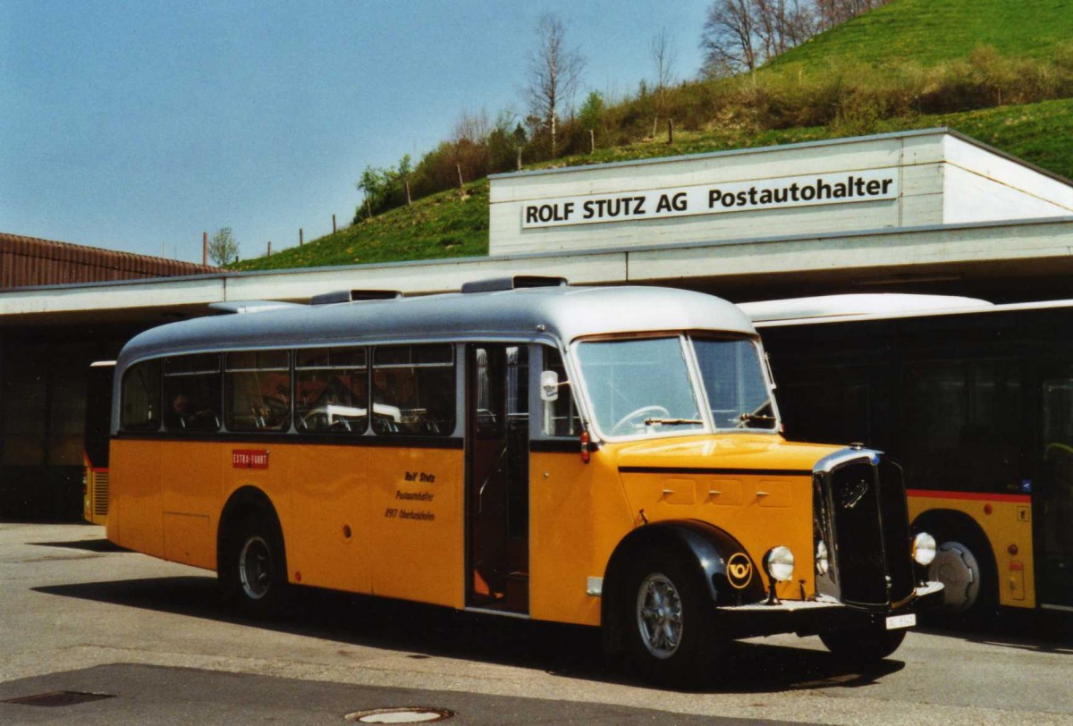 (125'628) - Stutz, Oberlunkhofen - AG 8341 - Saurer/T�scher (ex Dubs, Stallikon) am 24. April 2010 in Aeugstertal, Garage