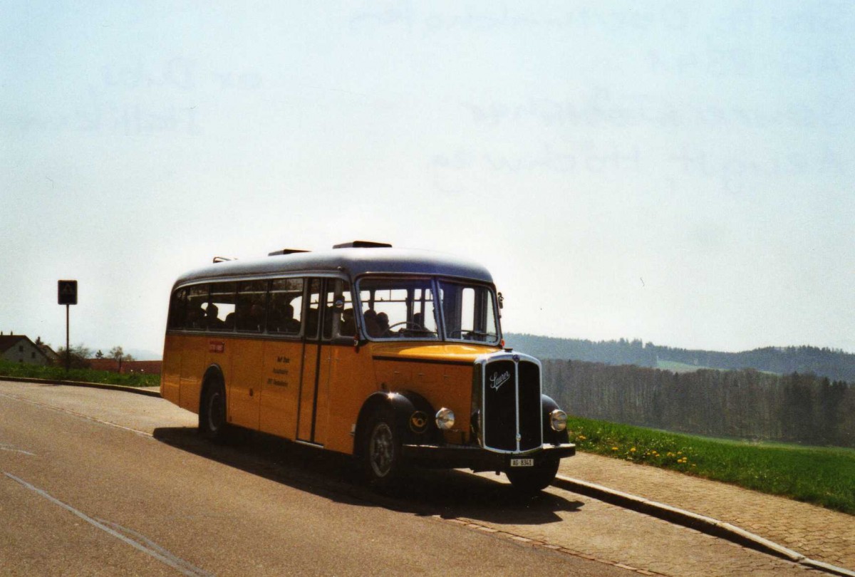 (125'634) - Stutz, Oberlunkhofen - AG 8341 - Saurer/T�scher (ex Dubs, Stallikon) am 24. April 2010 in Aeugst, H�chweg