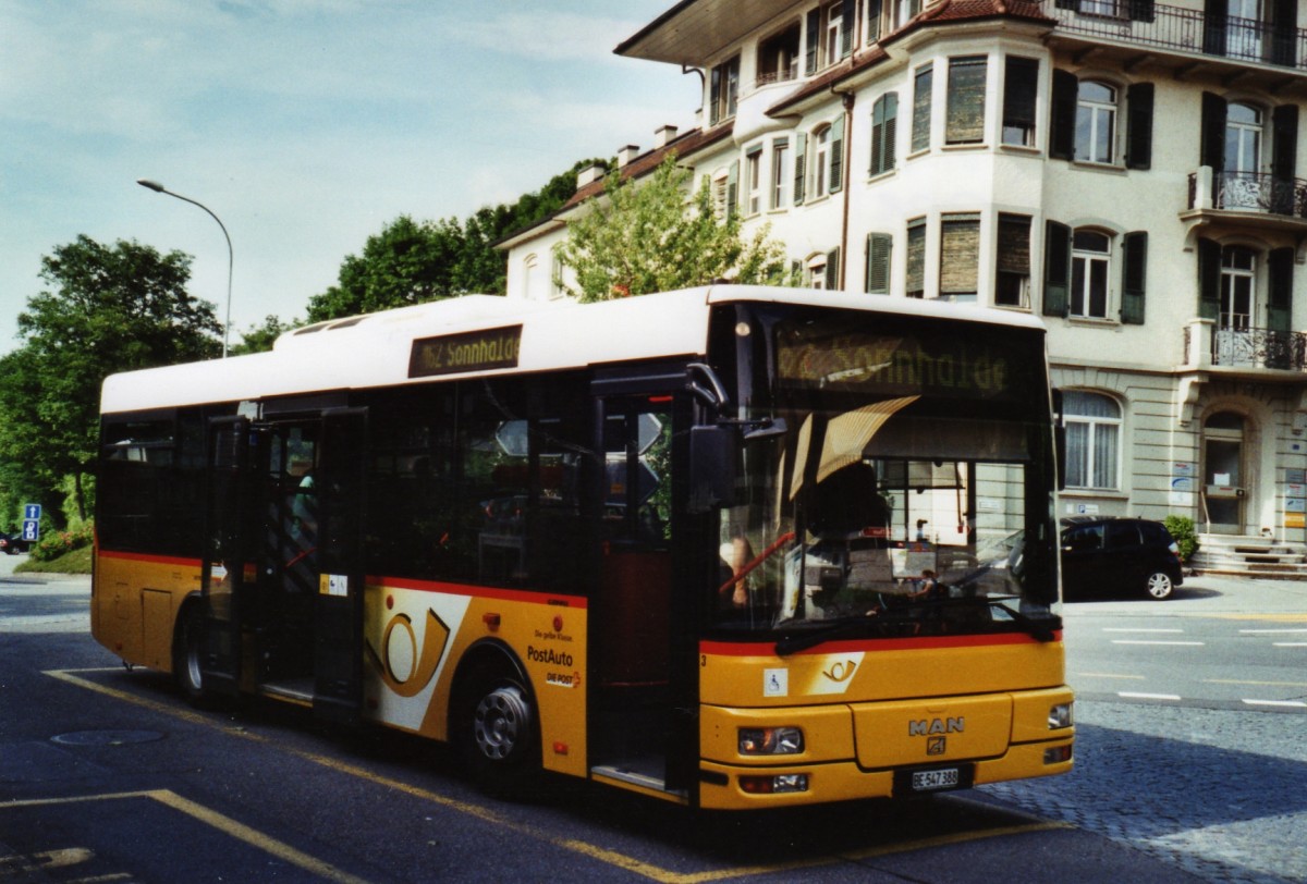 (126'828) - Lengacher, M�nsingen - Nr. 3/BE 547'388 - MAN/G�ppel am 9. Juni 2010 beim Bahnhof M�nsingen