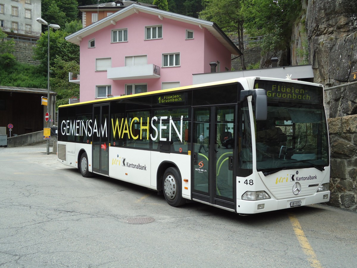 (127'602) - AAGU Altdorf - Nr. 48/UR 9315 - Mercedes am 4. Juli 2010 beim Bahnhof G�schenen