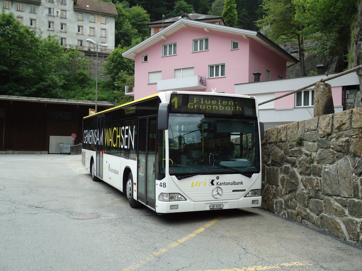(127'603) - AAGU Altdorf - Nr. 48/UR 9315 - Mercedes am 4. Juli 2010 beim Bahnhof G�schenen