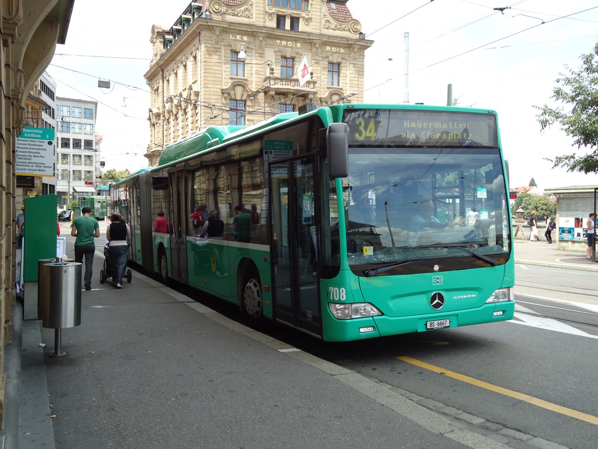 (127'667) - BVB Basel - Nr. 708/BS 6667 - Mercedes am 6. Juli 2010 in Basel, Schiffl�nde