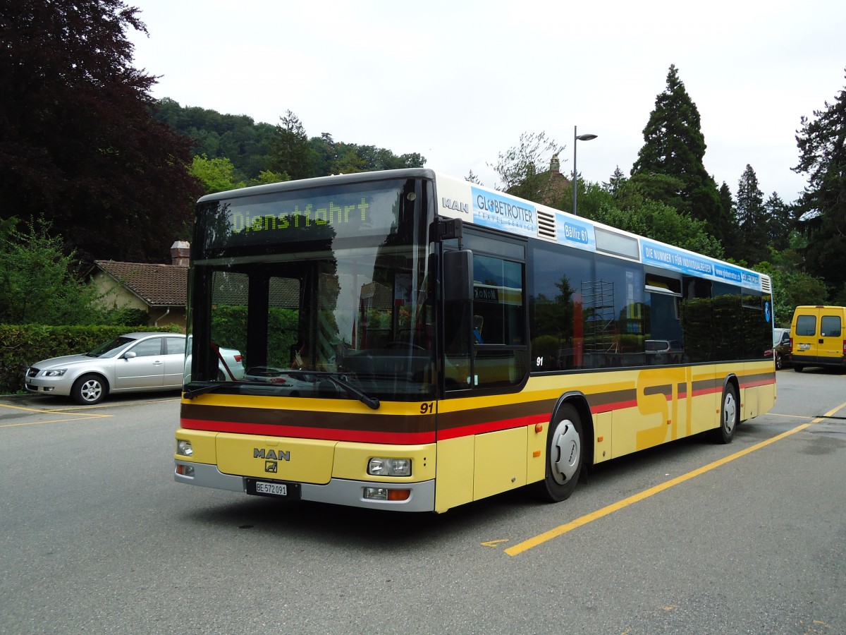 (128'016) - STI Thun - Nr. 91/BE 572'091 - MAN am 24. Juli 2010 bei der Schiffl�ndte Thun