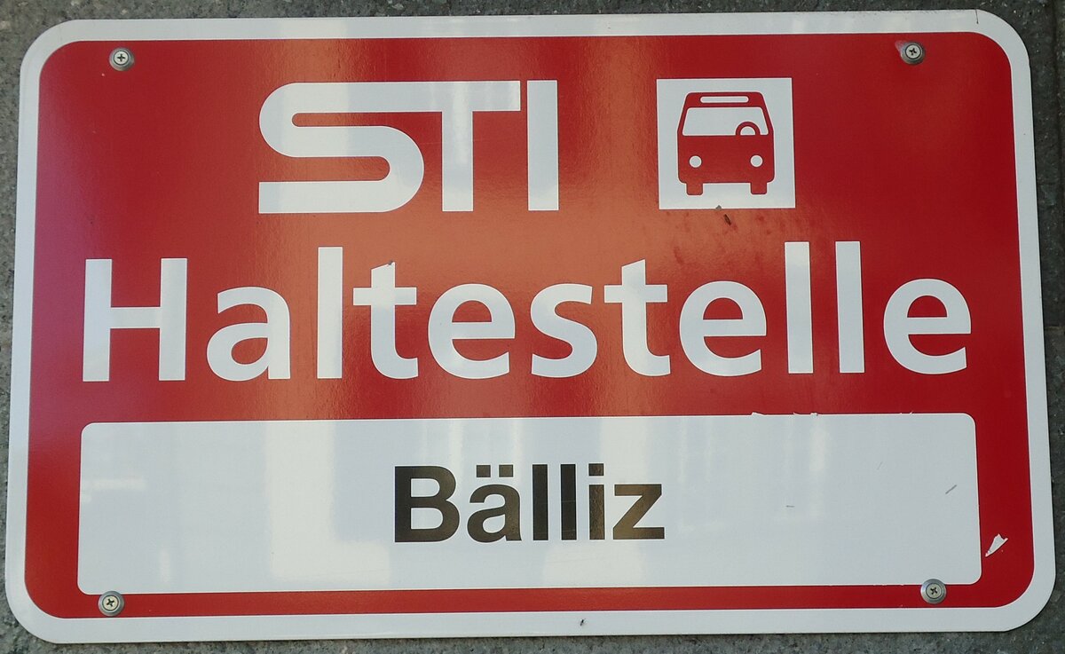(128'127) - STI-Haltestellenschild - Thun, B�lliz - am 31. Juli 2010
