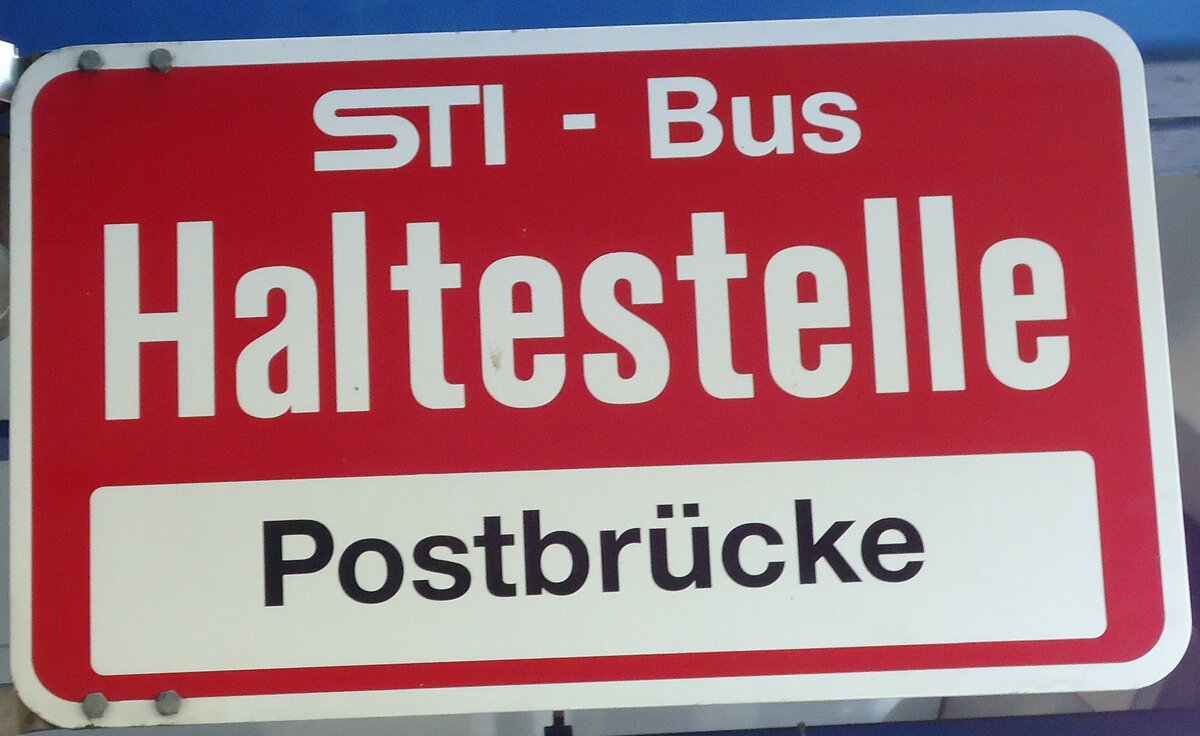 (128'128) - STI-Haltestellenschild - Thun, Postbr�cke - am 31. Juli 2010