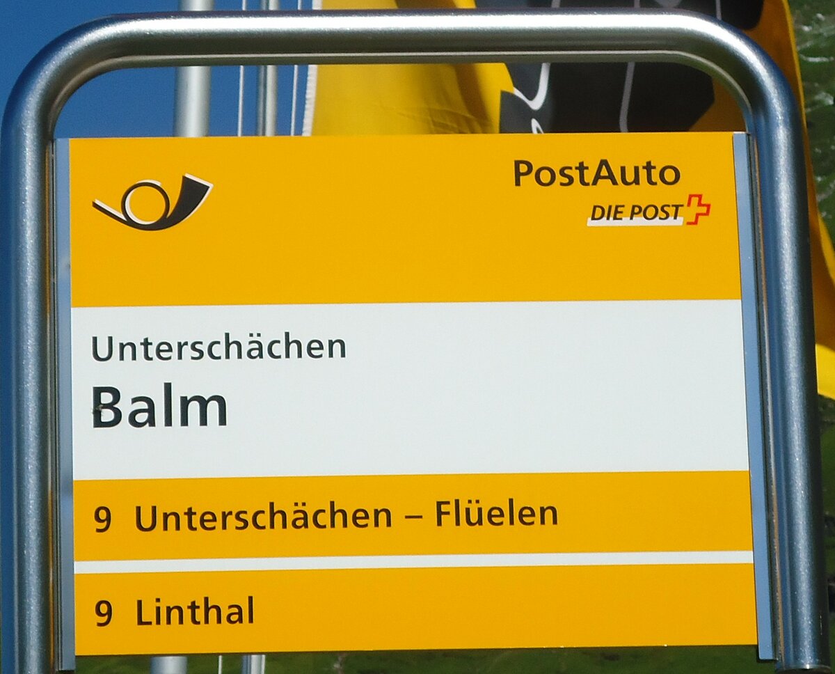 (128'251) - PostAuto-Haltestellenschild - Untersch�chen, Balm - am 7. August 2010