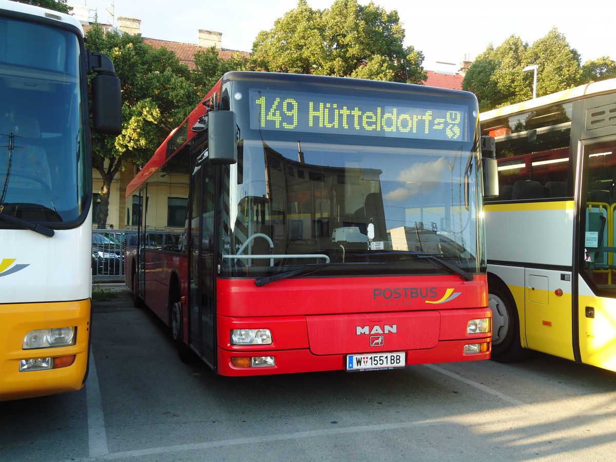 (128'459) - PostBus - W 1551 BB - MAN am 9. August 2010 in Wien, Garage H�tteldorf