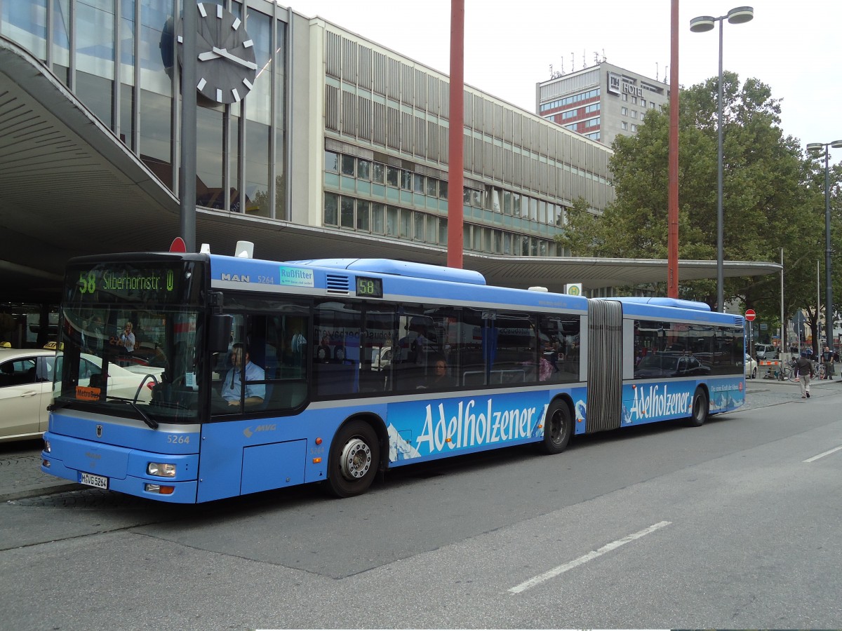 (128'585) - MVG M�nchen - Nr. 5264/M-VG 5264 - MAN am 11. August 2010 beim Hauptbahnhof M�nchen