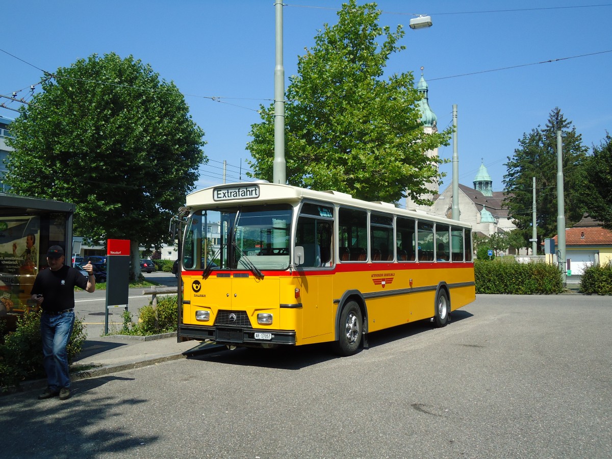 (128'859) - Osthues, Teufen - Nr. 15/AR 17'057 - Saurer/Leyland-Hess (ex AVG Grindelwald Nr. 15; ex RhV Altst�tten Nr. 42) am 21. August 2010 in St. Gallen, Neudorf