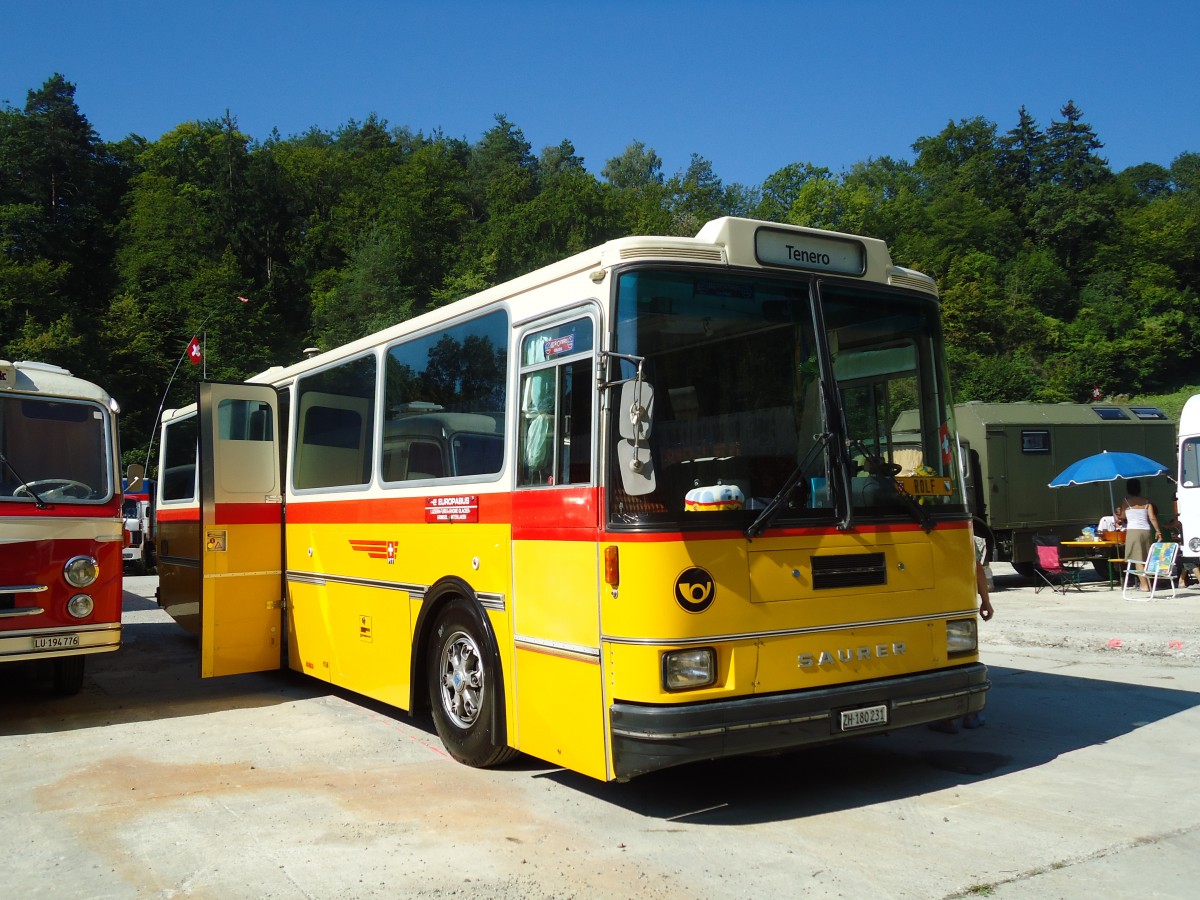 (128'978) - Br�ndli, Z�rich - ZH 180'231 - Saurer/R&J (ex Hofmann, Z�rich; ex Pacciarelli, Grono; ex P 25'661) am 22. August 2010 in Thayngen, Wohnbustreffen