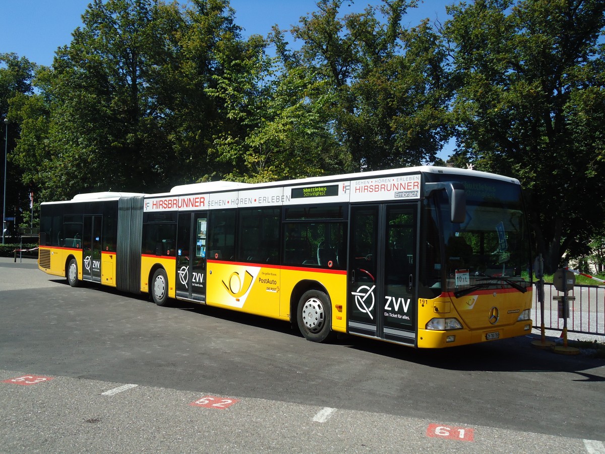 (129'079) - PostAuto Z�rich - Nr. 191/ZH 780'780 - Mercedes (ex Nr. 29) am 22. August 2010 beim Bahnhof Frauenfeld
