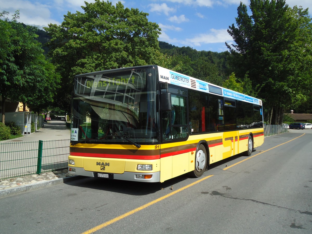 (129'166) - STI Thun - Nr. 91/BE 572'091 - MAN am 29. August 2010 bei der Schiffl�ndte Thun
