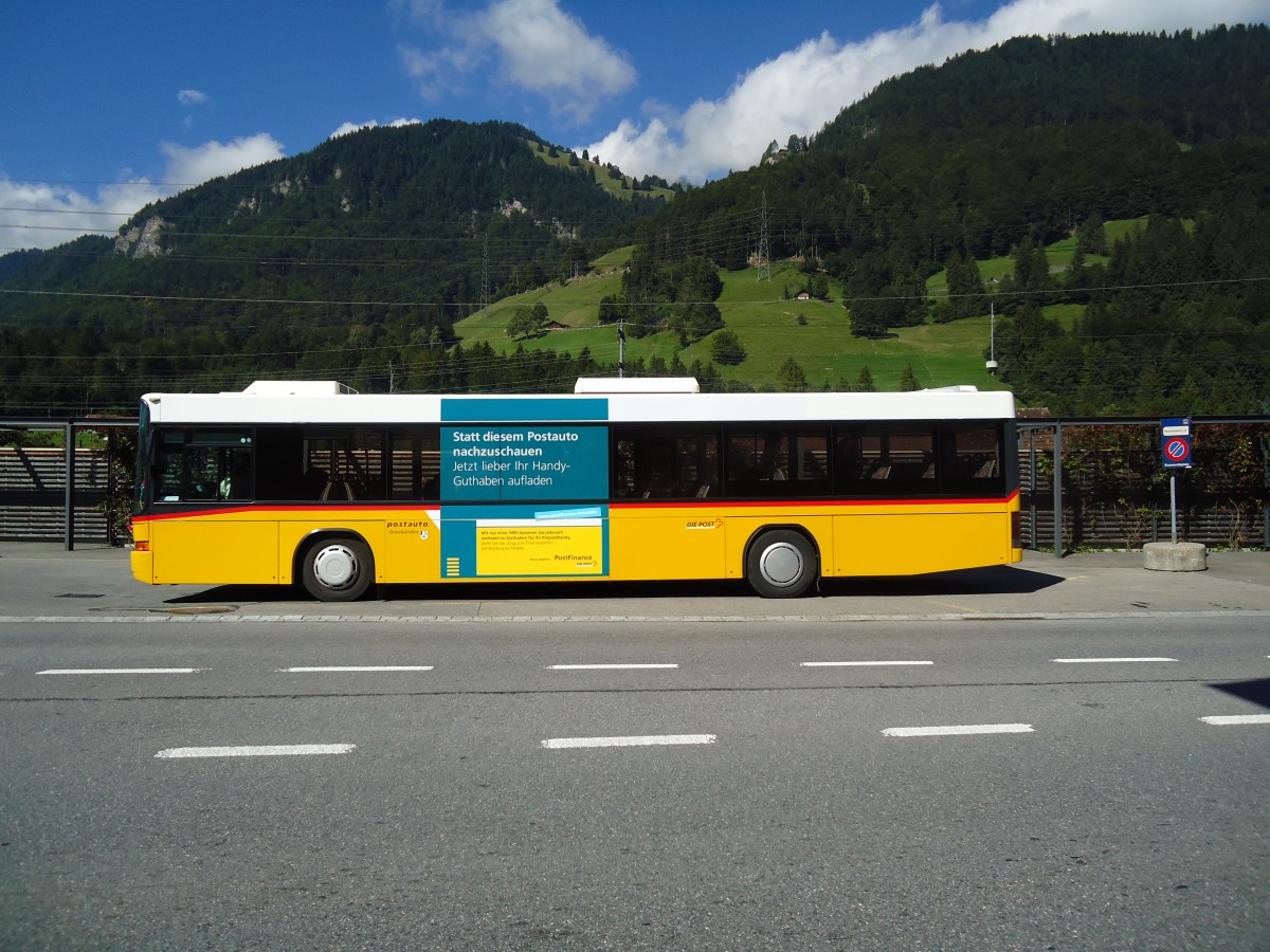 (129'361) - PostAuto Bern - BE 671'620 - Volvo/Hess (ex Schmocker, Stechelberg Nr. 2; ex PostAuto Graub�nden; ex P 25'682) am 5. September 2010 beim Bahnhof Reichenbach