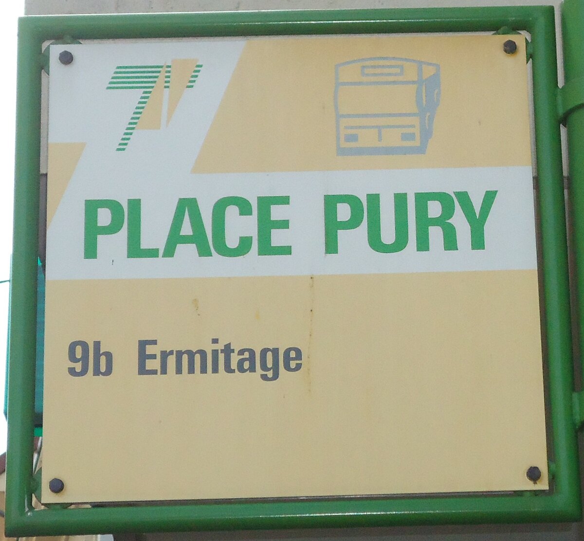 (129'527) - TN-Haltestellenschild - Neuch�tel, Place Pury - am 6. September 2010