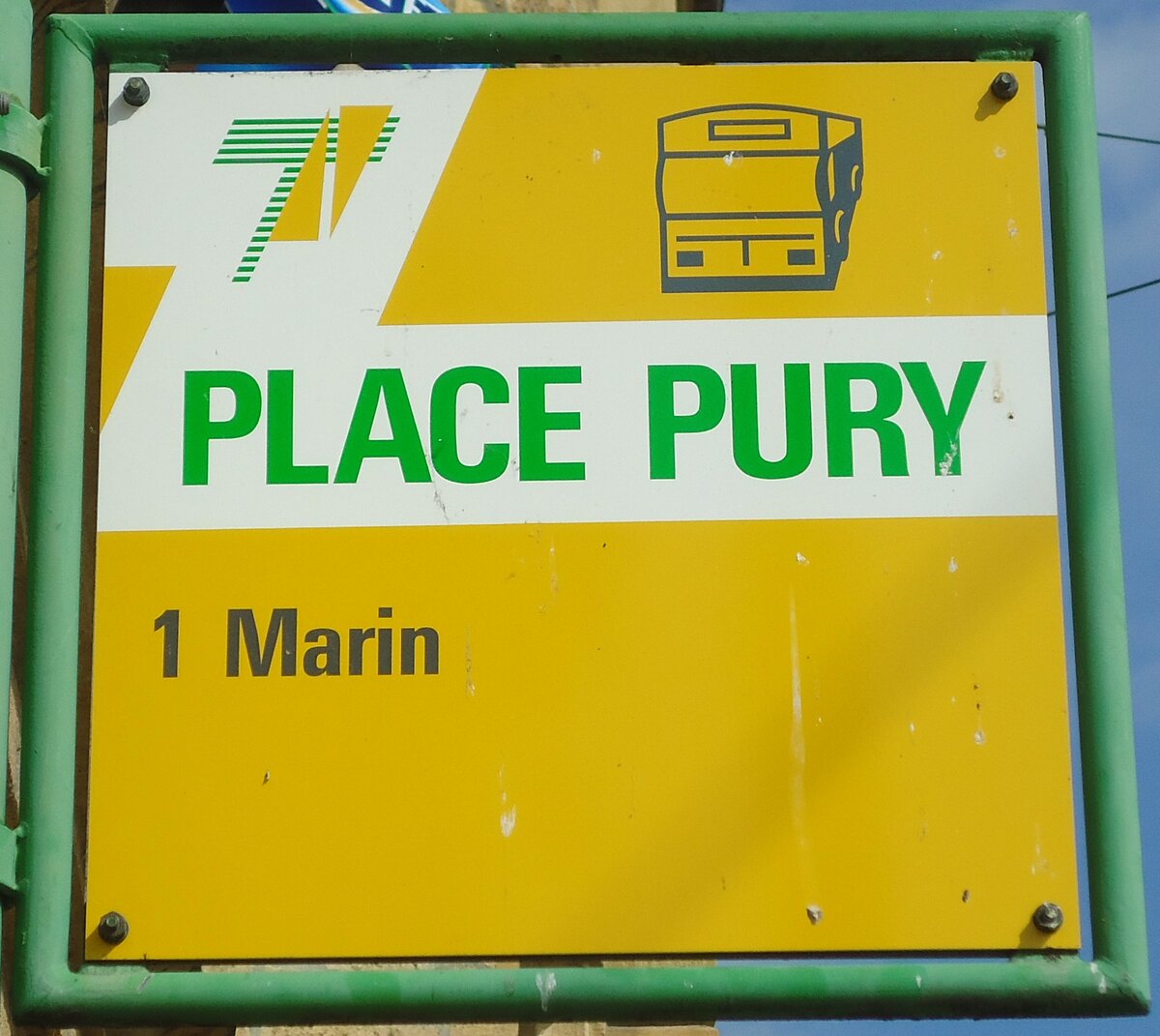 (129'530) - TN-Haltestellenschild - Neuch�tel, Place Pury - am 6. September 2010